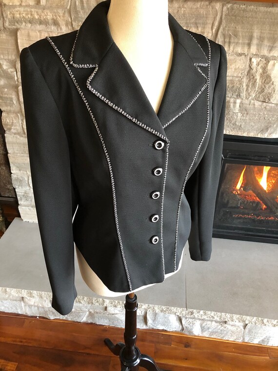 Vintage Gantos Black and White Blazer Black Jacke… - image 3