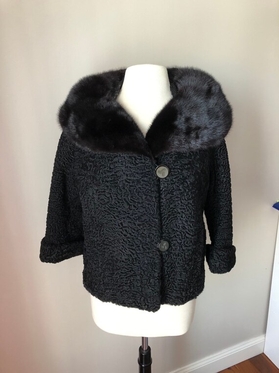 Vintage Black Curly Lamb Coat Black Persian Lamb w