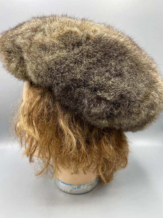 New Zealand Real Rabbit Fur Beret Hat Natural Beig