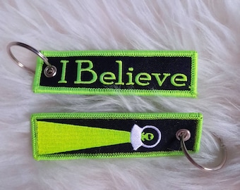 Embroidered Alien UFO Keychain "I Believe"
