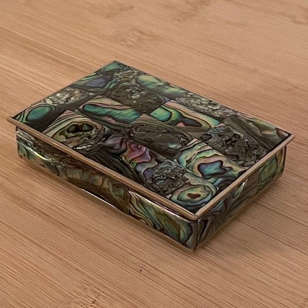 VINTAGE JEWELRY BOX | Abalone Antique Jewelry Box | Antique Mexican Rectangle Jewelry Box | Women Jewelry Storage Box | Women Wedding Gift