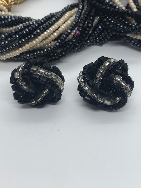 Multi Strand Necklace Tiny glass glitter ivory an… - image 5