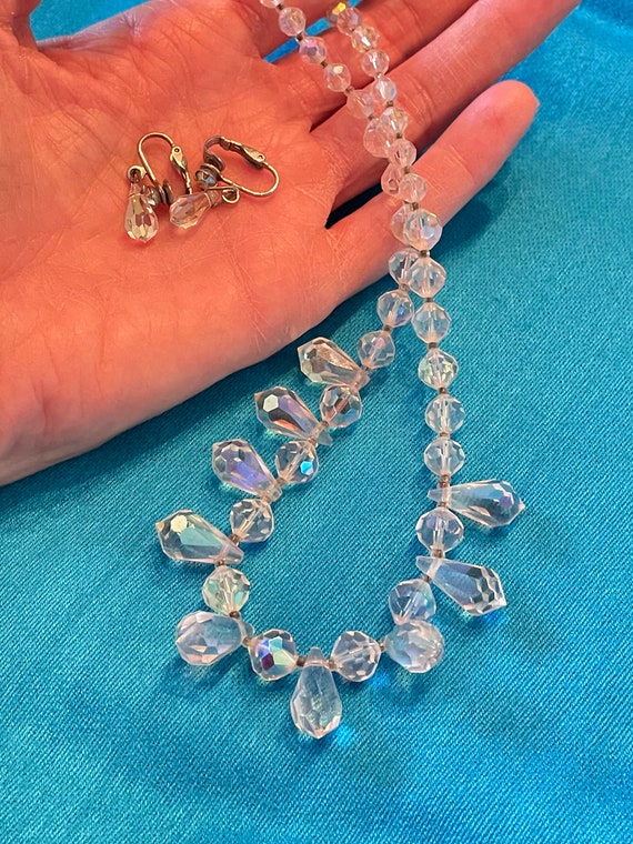 MID CENTURY NECKLACE Earring Set 1950s Antique Neck… Gem