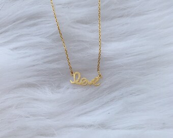 Gold love necklace, love, gifts for her, gift ideas, jewelry, necklace