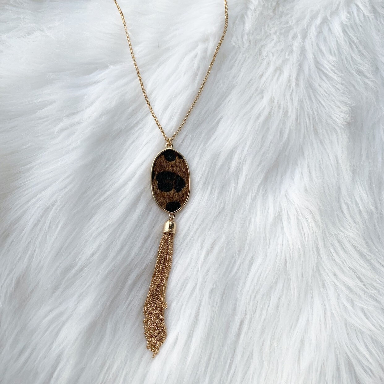 Oval Leopard Tassel Necklace Tassel Necklace Animal Print Leopard Necklace Cheetah Necklace Leopard Jewelry Leopard Print Etsy