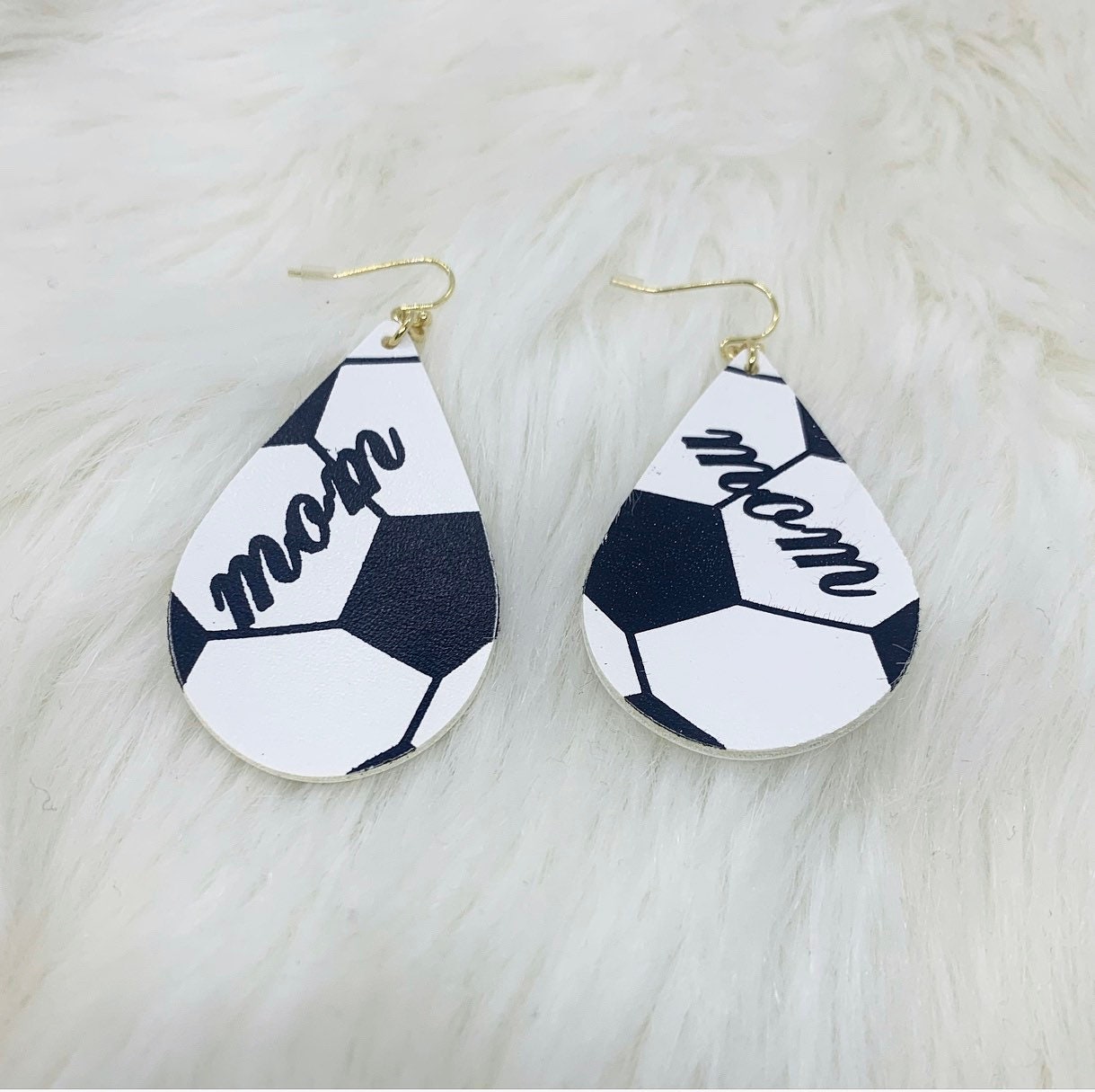 Soccer Mom Earrings Leather Earrings Dangle Earrings Etsy UK