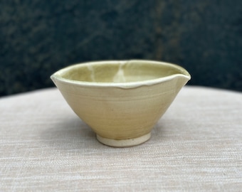 Handmade celadon bowl w notched rim