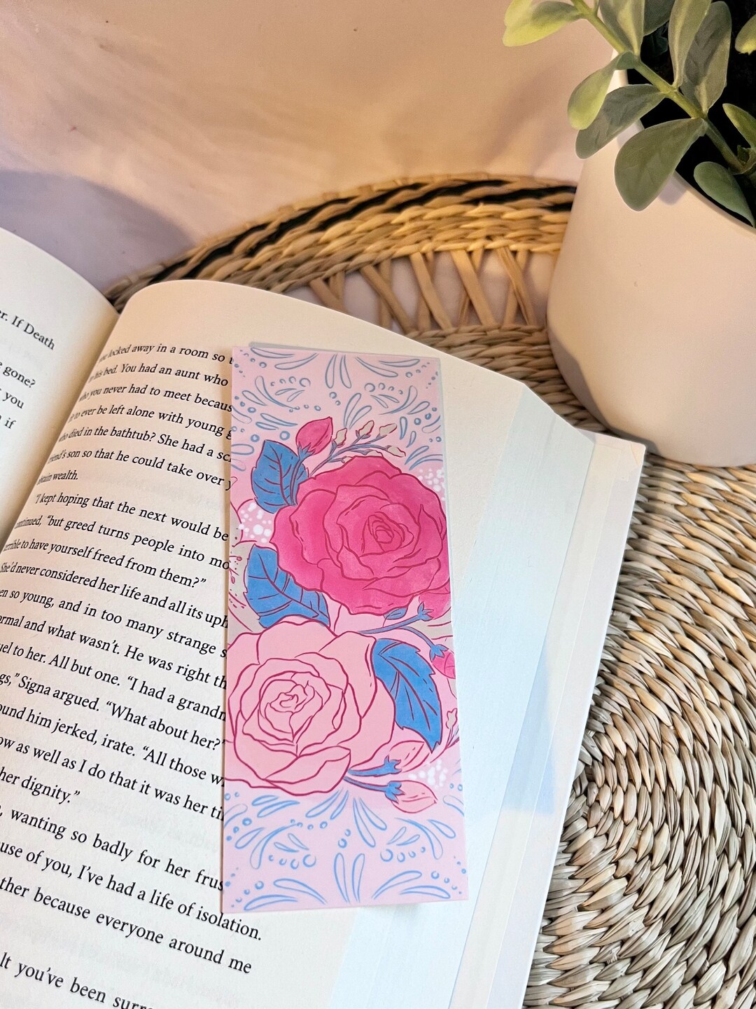 Bloom in Pink Bookmark| Cute Floral Bookmark| Asthetic Floral Bookmark ...