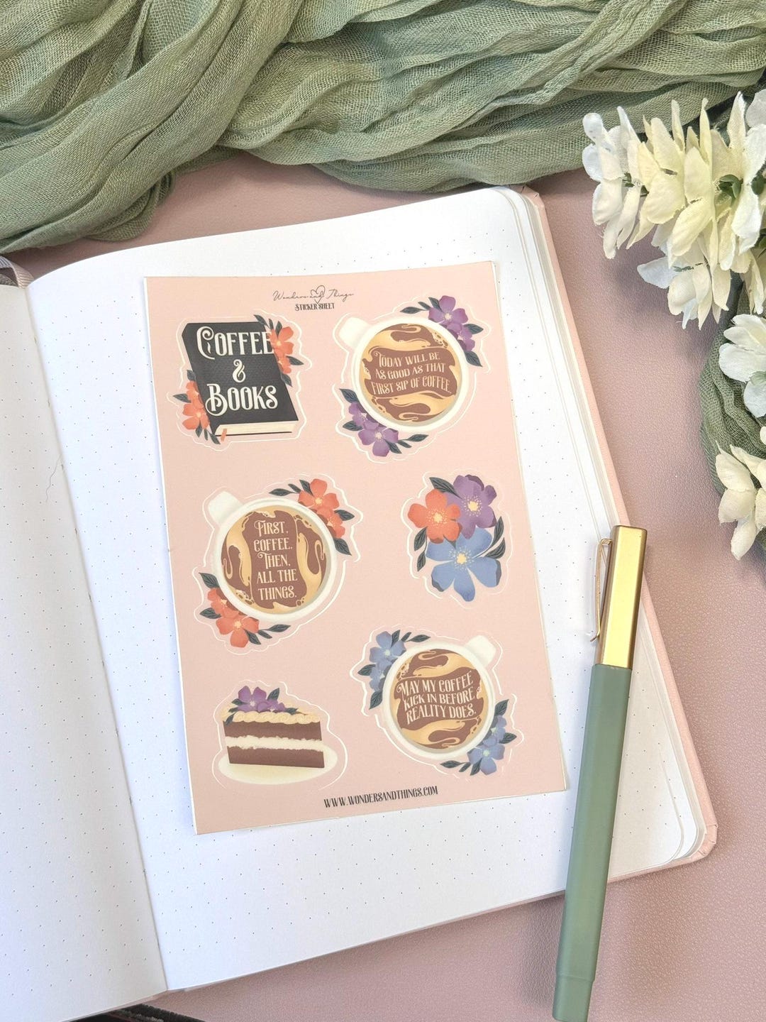 Coffee & Books Sticker Sheet | Coffee Lover| Book Lover| Journaling ...