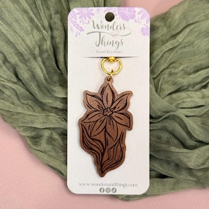 Flower Wood Keychain| Aesthetic Flower Keychain| Housewarming Gifts| Anniversary Gift| Backpack Key Accessories| Cute Flower Keychain