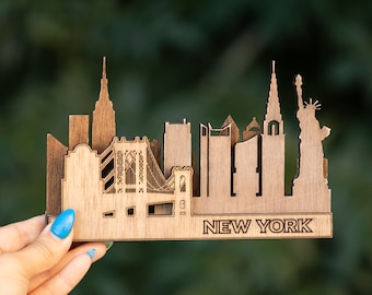 3D New York City Wood decor, Desk accessories, Wooden Office Decor, Skyline NYC City Manhattan Silhouette, Big Apple Custom Art