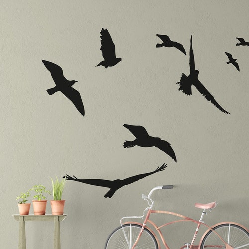 Flying Birds Wall Decal White Birds Wall Decal Flock of Etsy