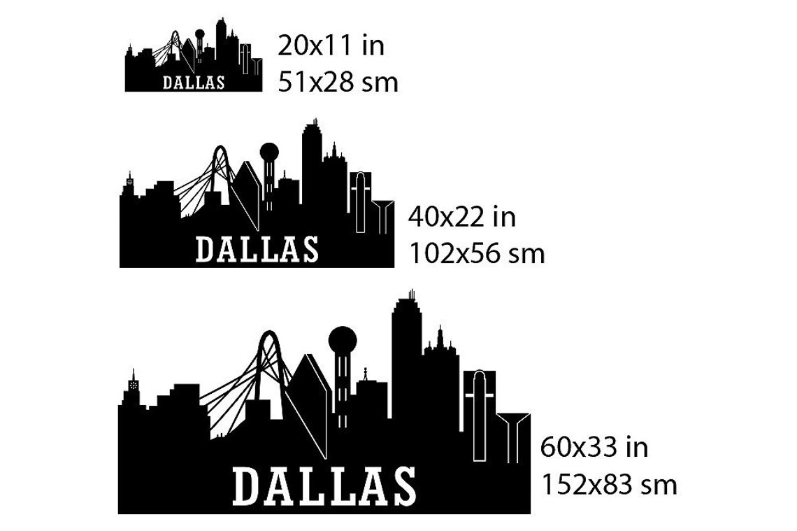 Dallas Wall Decal, Dallas Texas City Skyline Wall Decal Urban Wall