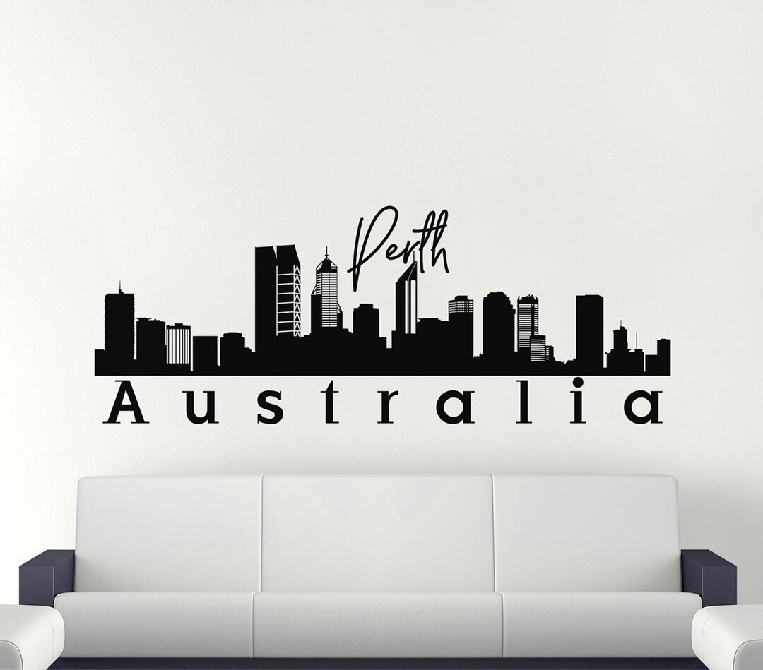 Perth Wall Decal, Skyline Vinyl Wall Decal. Australia City, City of