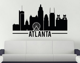 Atlanta Wall Decal, Skyline Vinyl Wall Decal. Atlanta Georgia Home Decor, Bedroom Skyline Vinyl Decal, Skyline Sticker, Office Wall Decal