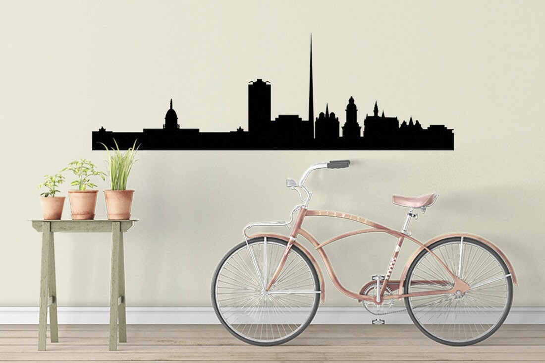 Dublin Wall Decal Skyline Vinyl Ireland City Sticker Panorama Etsy