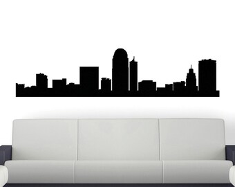 Winston-Salem Vinyl Skyline Naklejka ścienna z miasta w Karolinie Północnej Sylwetka miasta Vinyl Wall art Mural Skyline