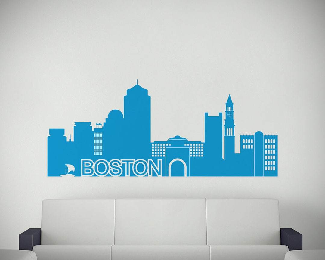 Boston City Skyline Vinyl Wall Decal. Office Wall Decal, Sticker Vinyl ...