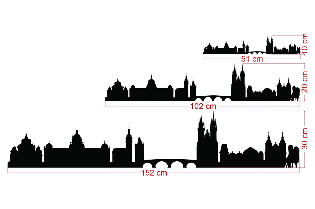 Prague Wall Decal Vinyl Sticker Czech Republic City Skyline Etsy