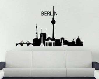 Berlin Wall Decal, Berlin City Skyline Vinyl Wall Decal, Germany Capital Home Decor Silhouette Skyline Vinyl Decal Skyline Office Wall Decal