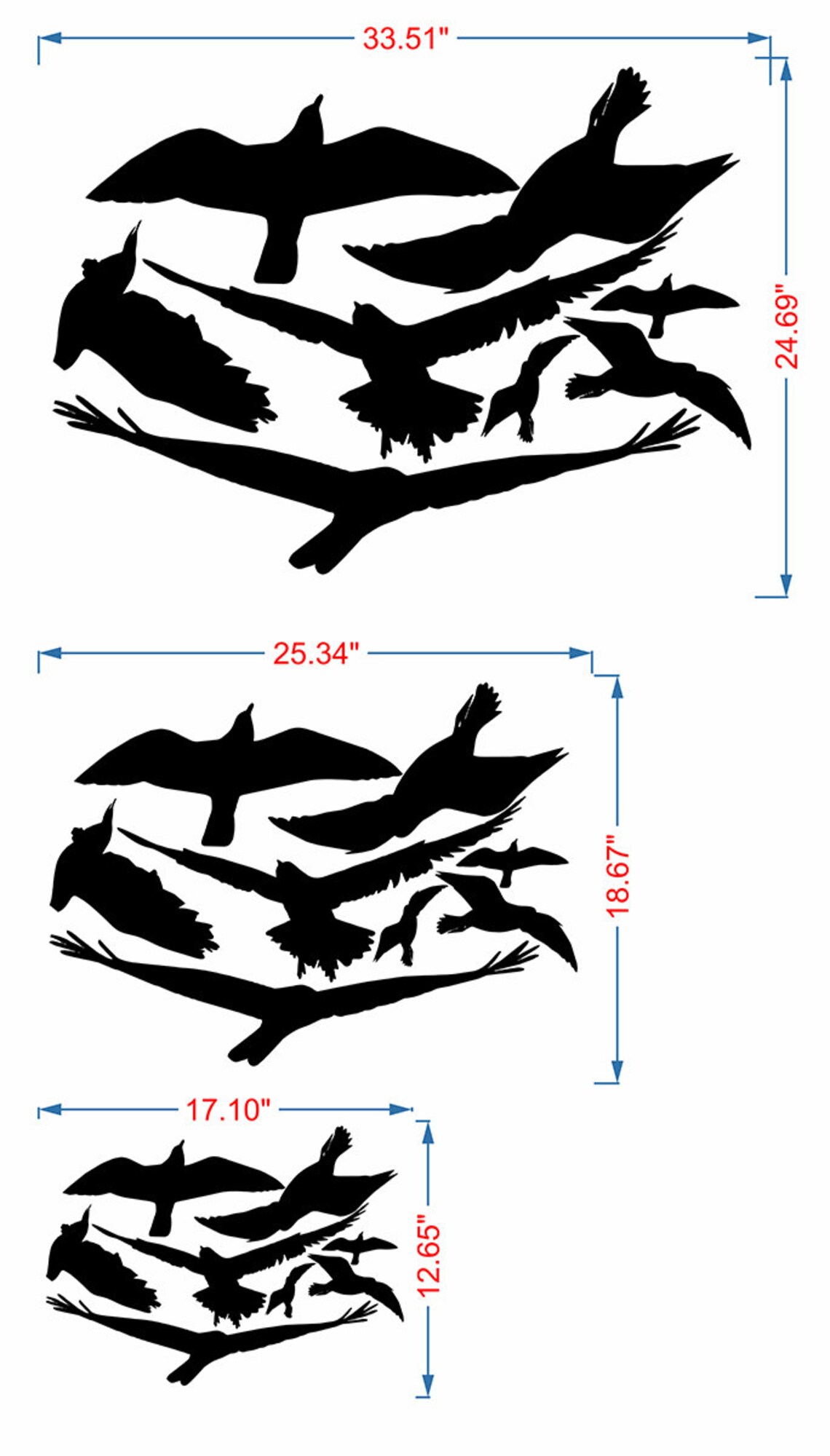 Bird Wall Decals Set of 8 Flying Bird Wall Decal Birds Etsy