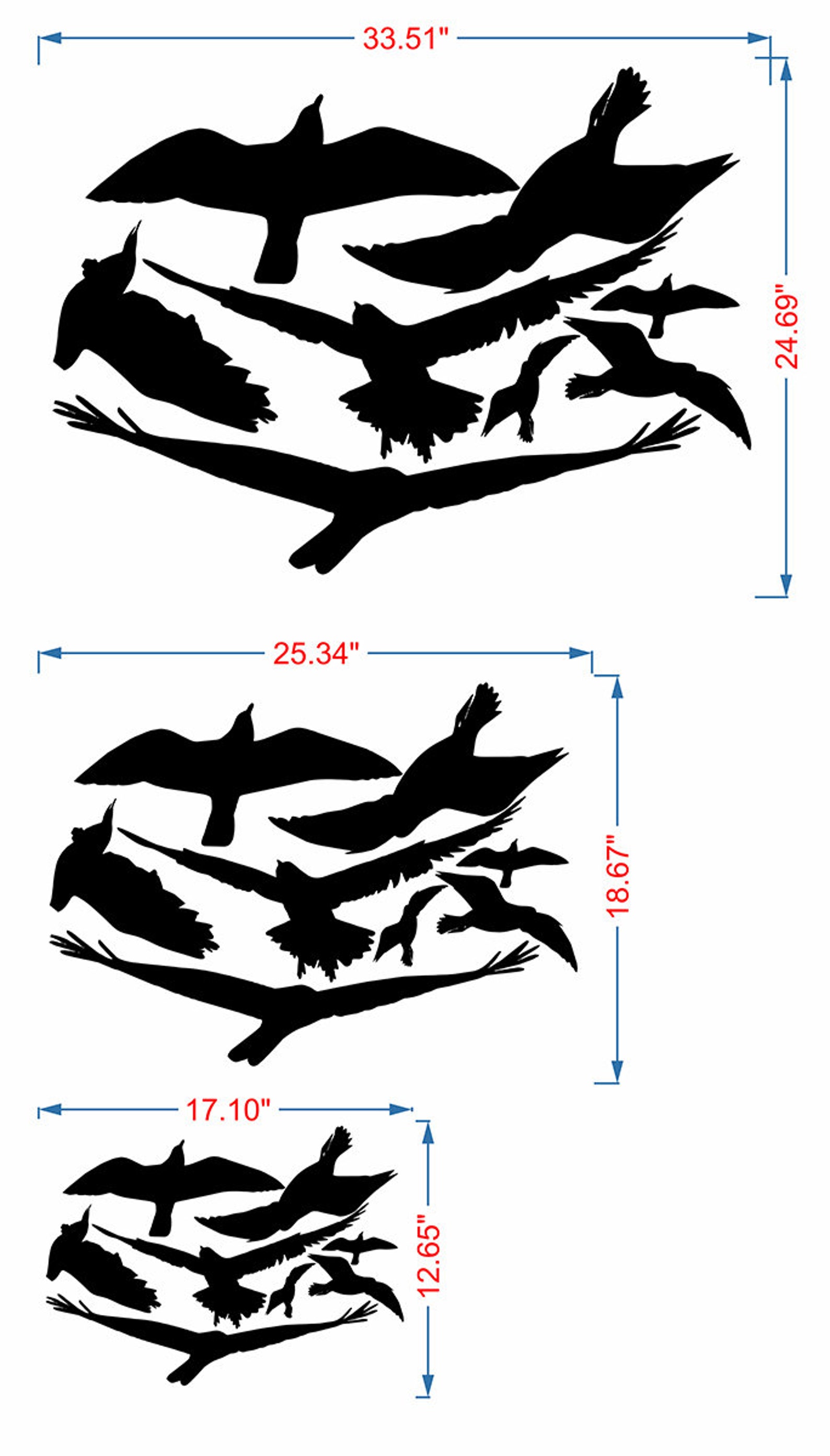 Bird Wall Decals Set of 8 Flying Bird Wall Decal Birds Etsy