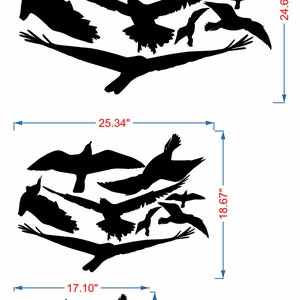 Bird Wall Decals, Set of 8 Flying Bird Wall Decal, Birds Decal, Flying ...