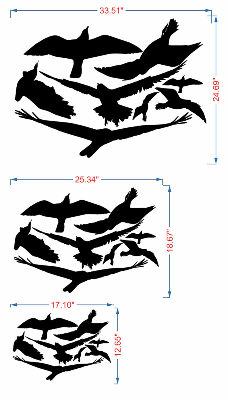 Bird Wall Decals Set of 8 Flying Bird Wall Decal Birds Etsy