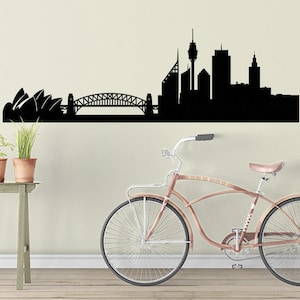 Sydney Vinyl Skyline, City Wall Decal, Sticker of Sydney city silhouette, Vinyl wall art,  Australia Mural skyline