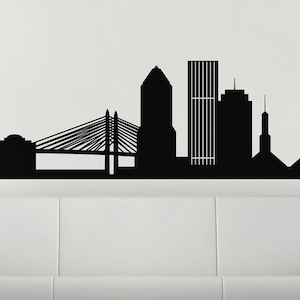 Portland Skyline City Silhouette Wand Vinyl Aufkleber, Vinyl Kunst Aufkleber, Portland Oregon Büro Aufkleber