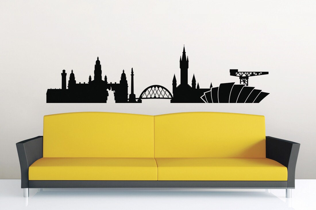 Glasgow Skyline Vinyl Decal Sticker Scotland Wall Art UK Europe City