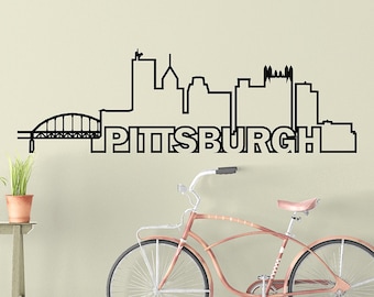 Pittsburgh Wall Decal, Skyline Vinyl Wall Decal, Pennsylvania City, Sticker Vinyl, Skyline Vinyl Decal, Skyline Sticker, Office Wall Decal