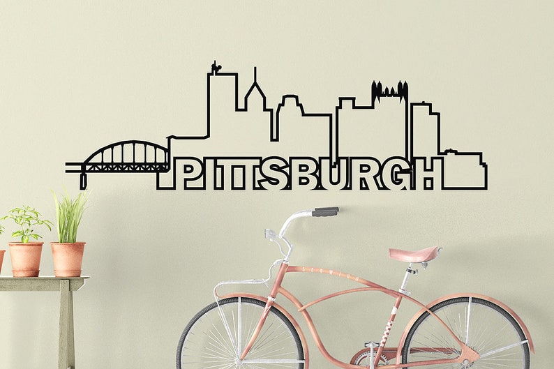 Pittsburgh Wall Decal Skyline Vinyl Wall Decal Pennsylvania Etsy