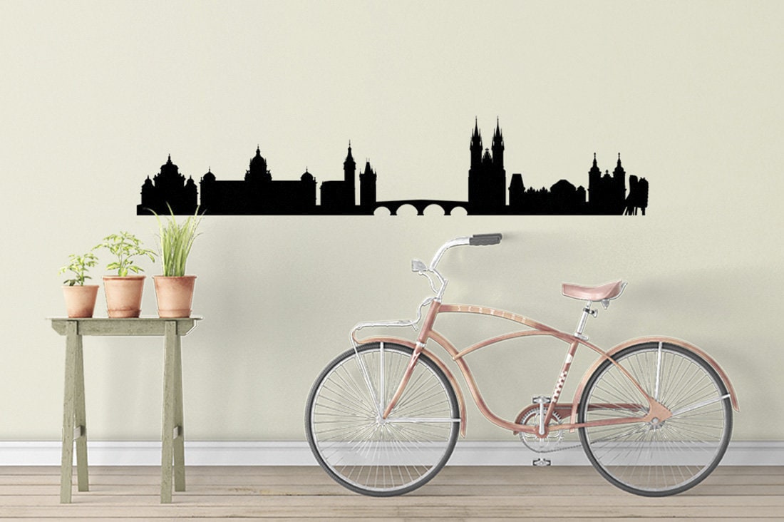 Prague Wall Decal Vinyl Sticker Czech Republic City Skyline Etsy
