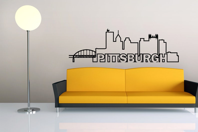 Pittsburgh Wall Decal Skyline Vinyl Wall Decal Pennsylvania Etsy