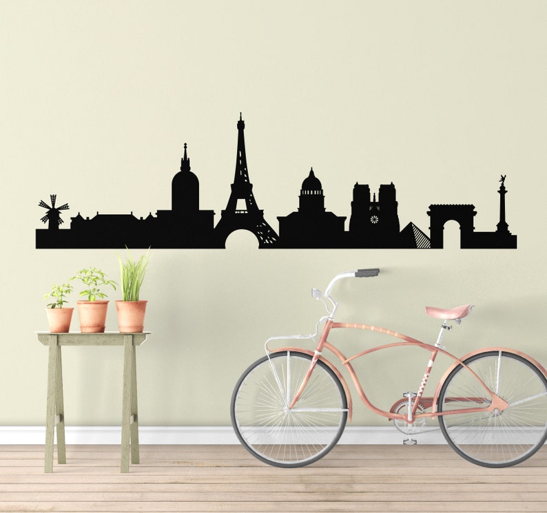 Paris Skyline Decal Cityscape Wall Decal Paris Silhouette Etsy