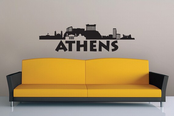 Athens Wall Decal Skyline Vinyl Wall Decal Athens Geece Home Decor Bedroom Decor Skyline Vinyl Decal Skyline Sticker Office Wall Decal
