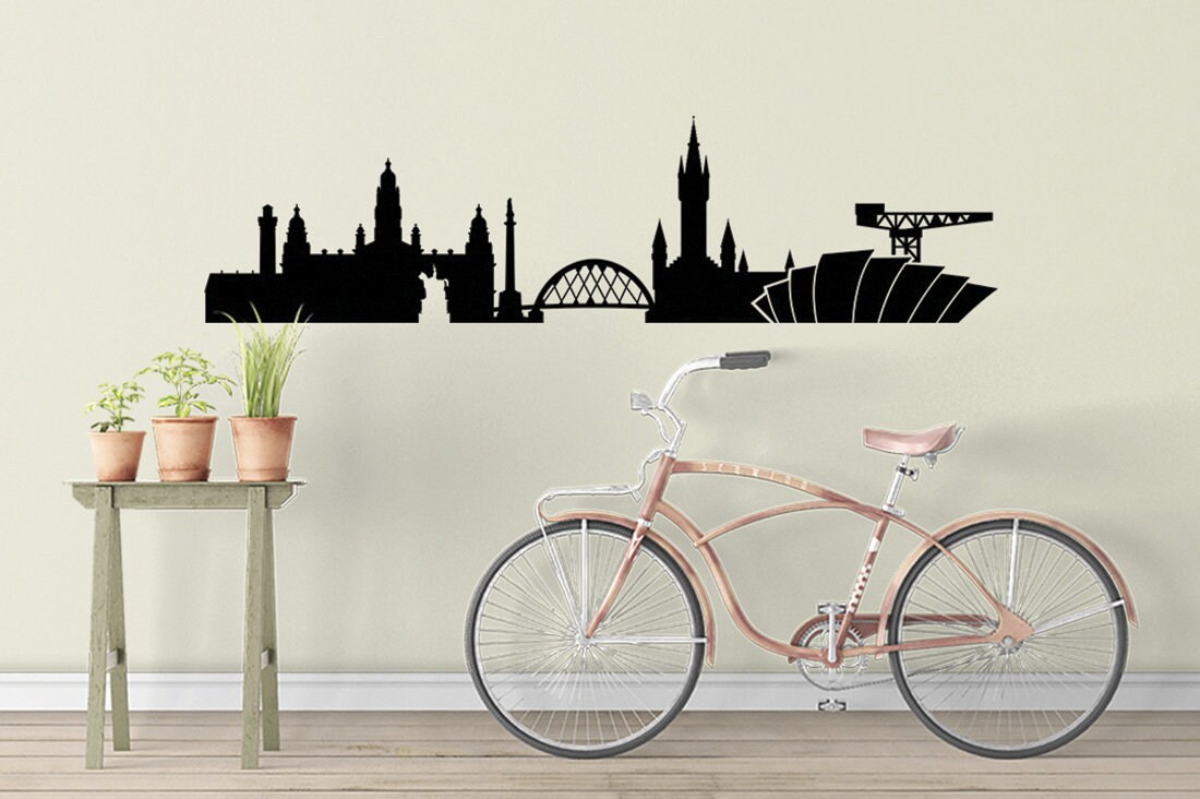 Glasgow Skyline Vinyl Decal Sticker Scotland Wall Art UK Europe City