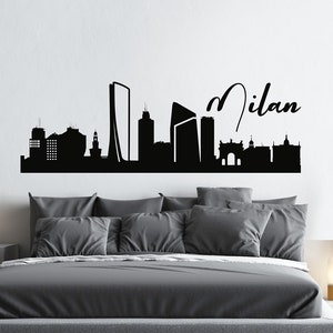 Milan Wall Decal, Milano City Skyline Vinyl Wall Decal, Italy city Home Decor Silhouette Skyline Vinyl Decal Skyline Office Wall Decal