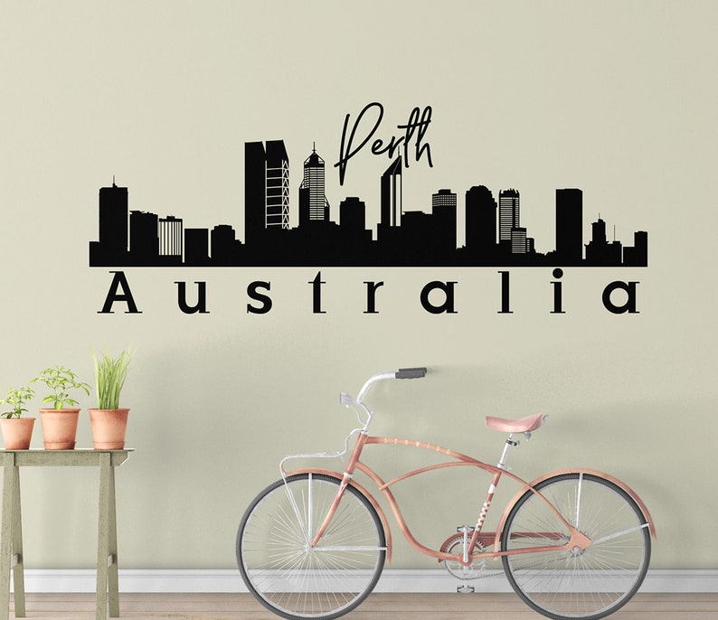 Perth Wall Decal, Skyline Vinyl Wall Decal. Australia City, City of