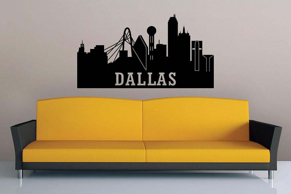 Dallas Wall Decal, Dallas Texas City Skyline Wall Decal Urban Wall