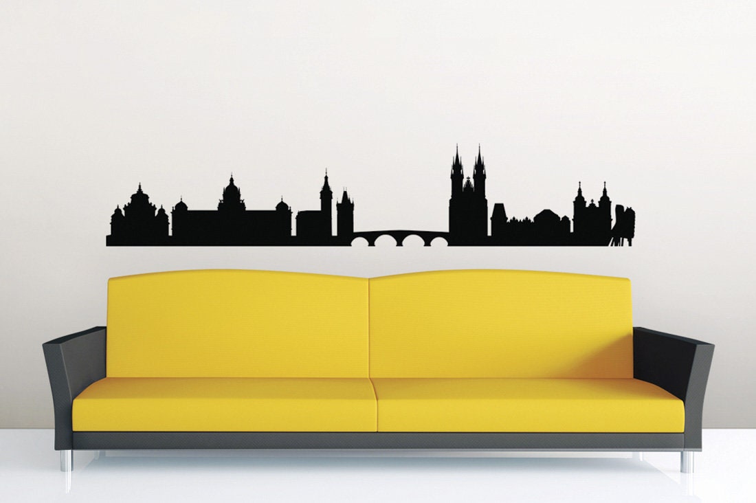 Prague Wall Decal Vinyl Sticker Czech Republic City Skyline Etsy