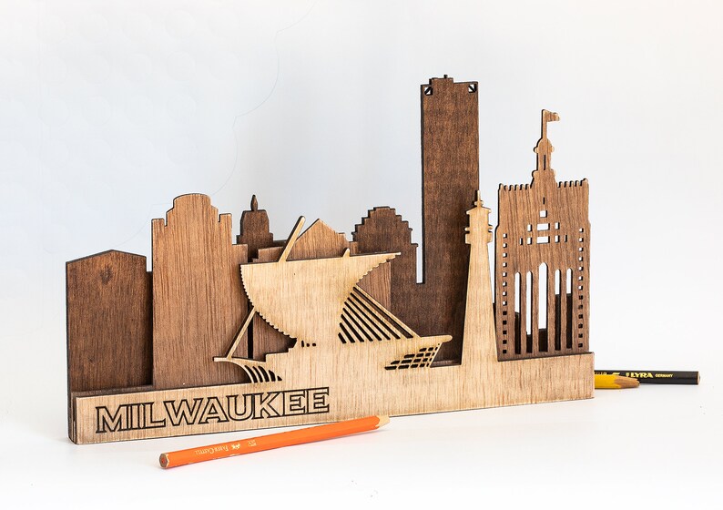 Milwaukee 3D Holz Dekor geschichtete Stadt Skyline | Etsy