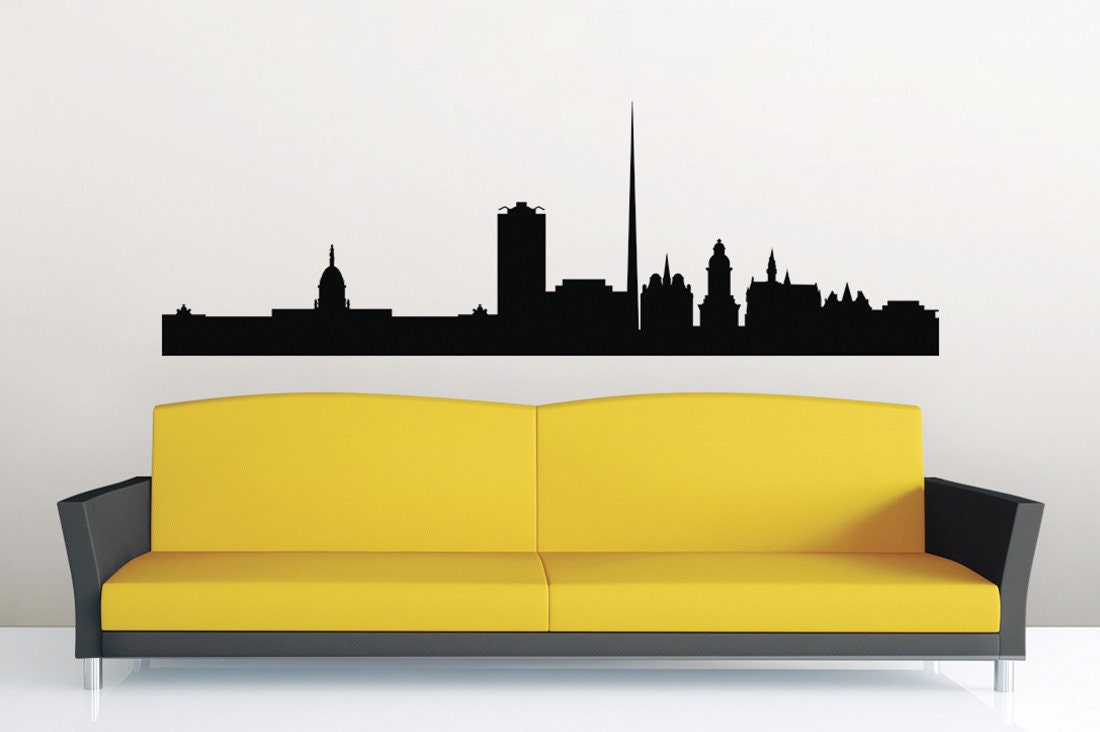 Dublin Wall Decal Skyline Vinyl Ireland City Sticker Panorama Silhouetter Decoration Europe Home Office Wall decor