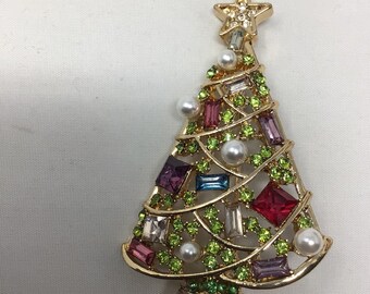 Napier Christmas Tree with Faux Pearl and Rhinestones