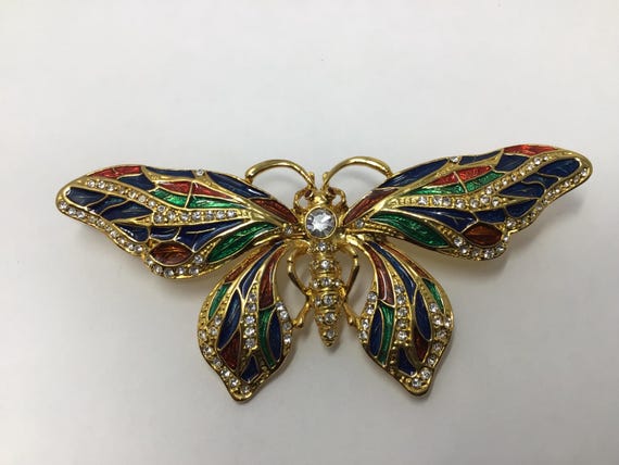 Kenneth J Lane (KJL) gold tone Rhinestone enamel … - image 1