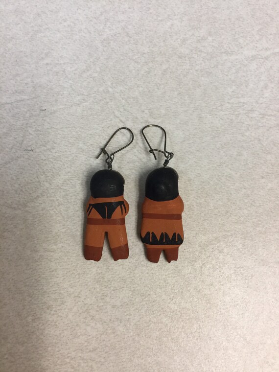 Vintage Ceramic Storyteller Earrings - image 2