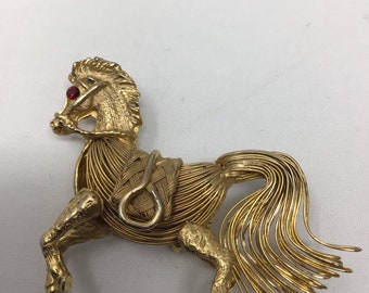 Eisenberg woven wire work Galloping horse brooch/pin