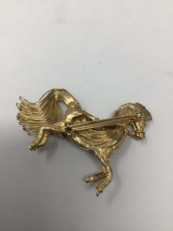 Eisenberg woven wire work Galloping horse brooch/… - image 5