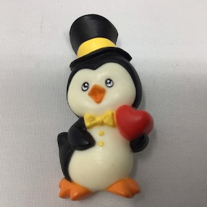 Vintage Russ Penguin Valentine day tuxedo heart top hat brooch